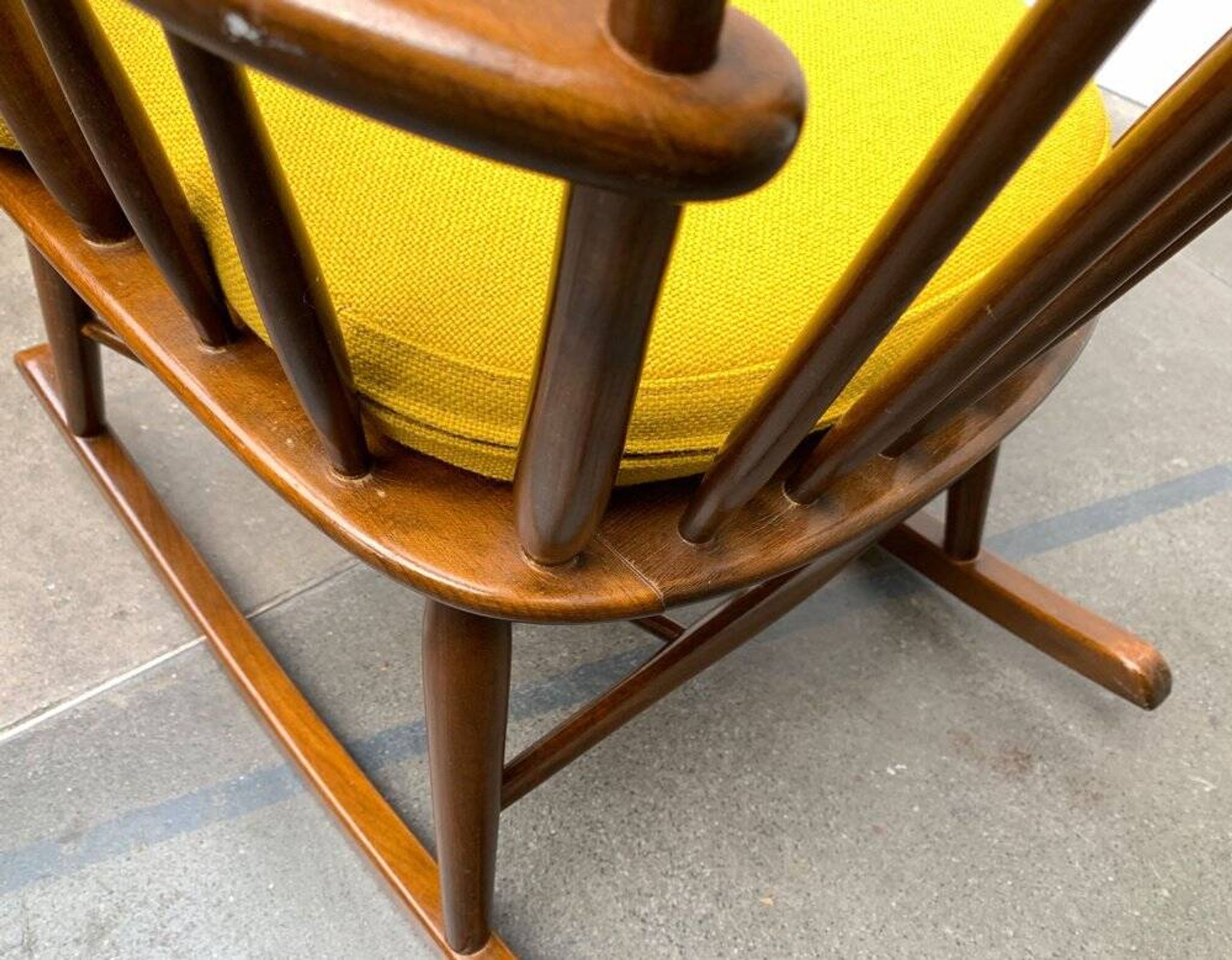 Mid-century rocking chair with new Kvadrat cushion by Børge Mogensen for FDB Møbler, 1960s.