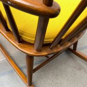 Mid-century rocking chair with new Kvadrat cushion by Børge Mogensen for FDB Møbler, 1960s.