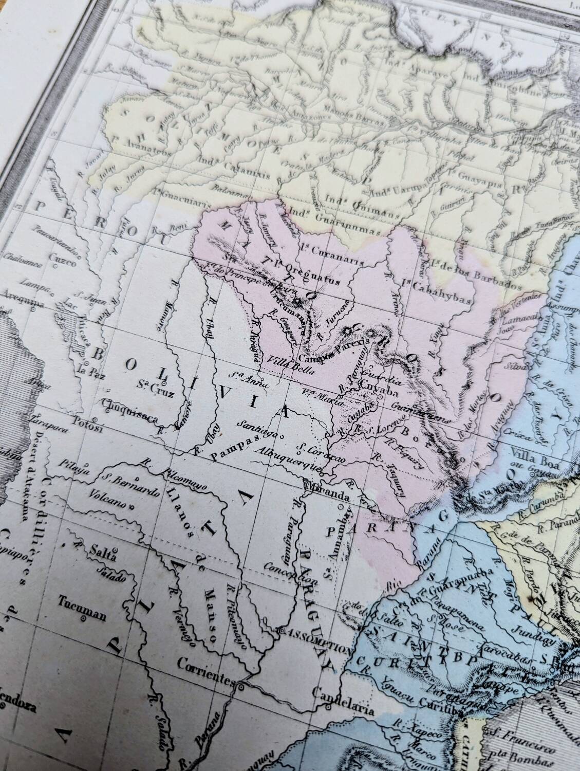 Brazil, old map, printed in 1852.