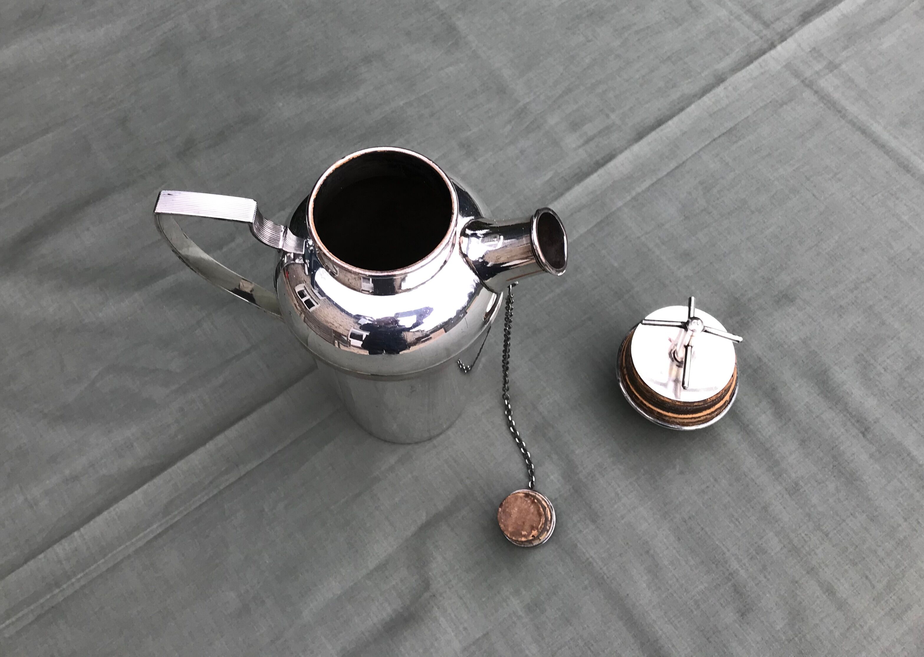 Old silver metal shaker