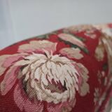 1920-30s, Danish armchair, furniture cotton fabric, hand carved oak wood.