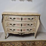 Louis XV style chest of drawers painted with flowers, Italian manufacture