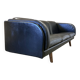 3-seater black leather sofa Scandinavian design 1960