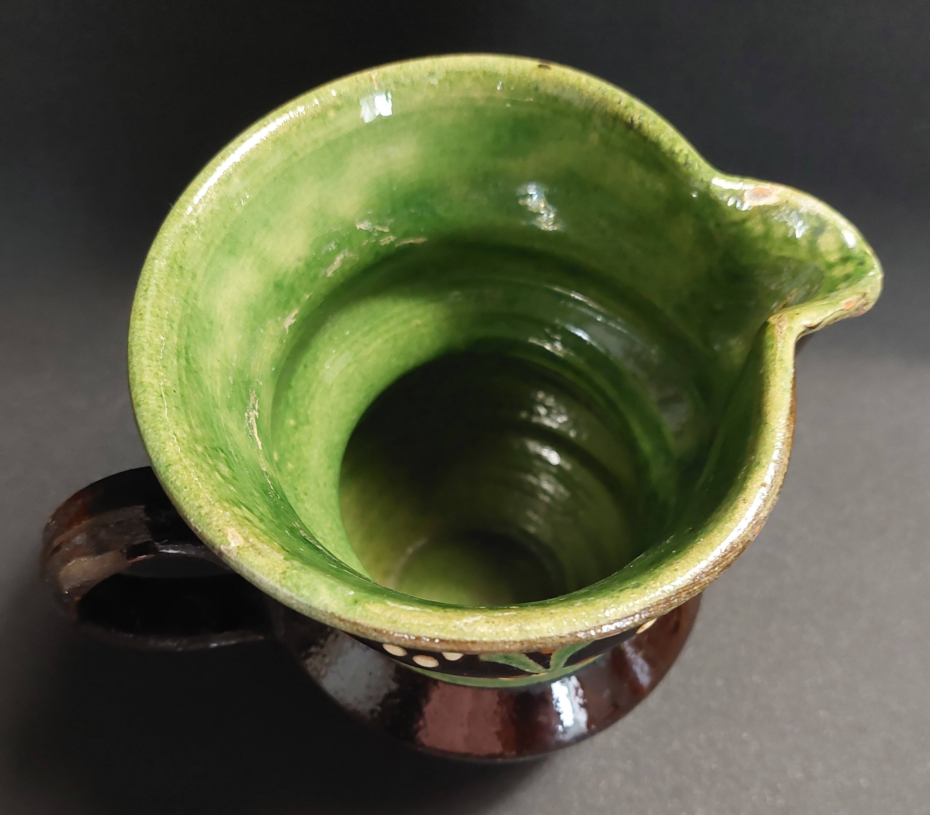 Glazed terracotta pitcher from Savoie, early 20th century