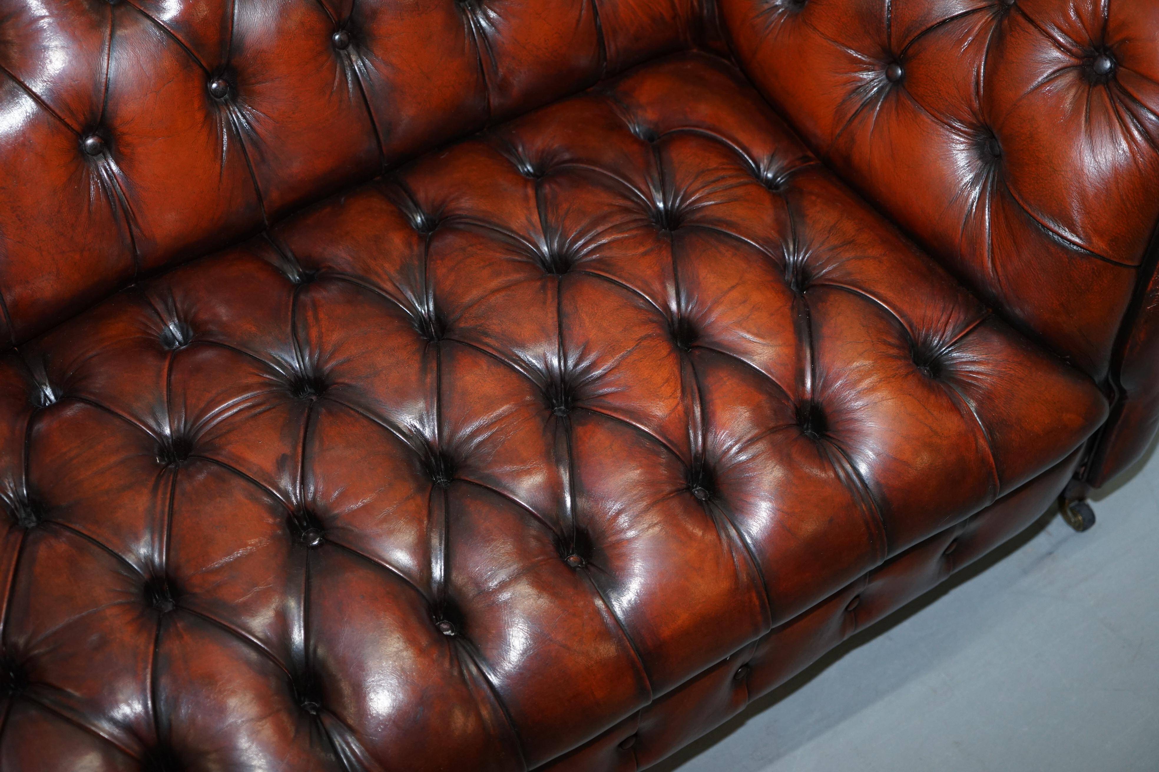 Small Victorian leather Chesterfield sofa
