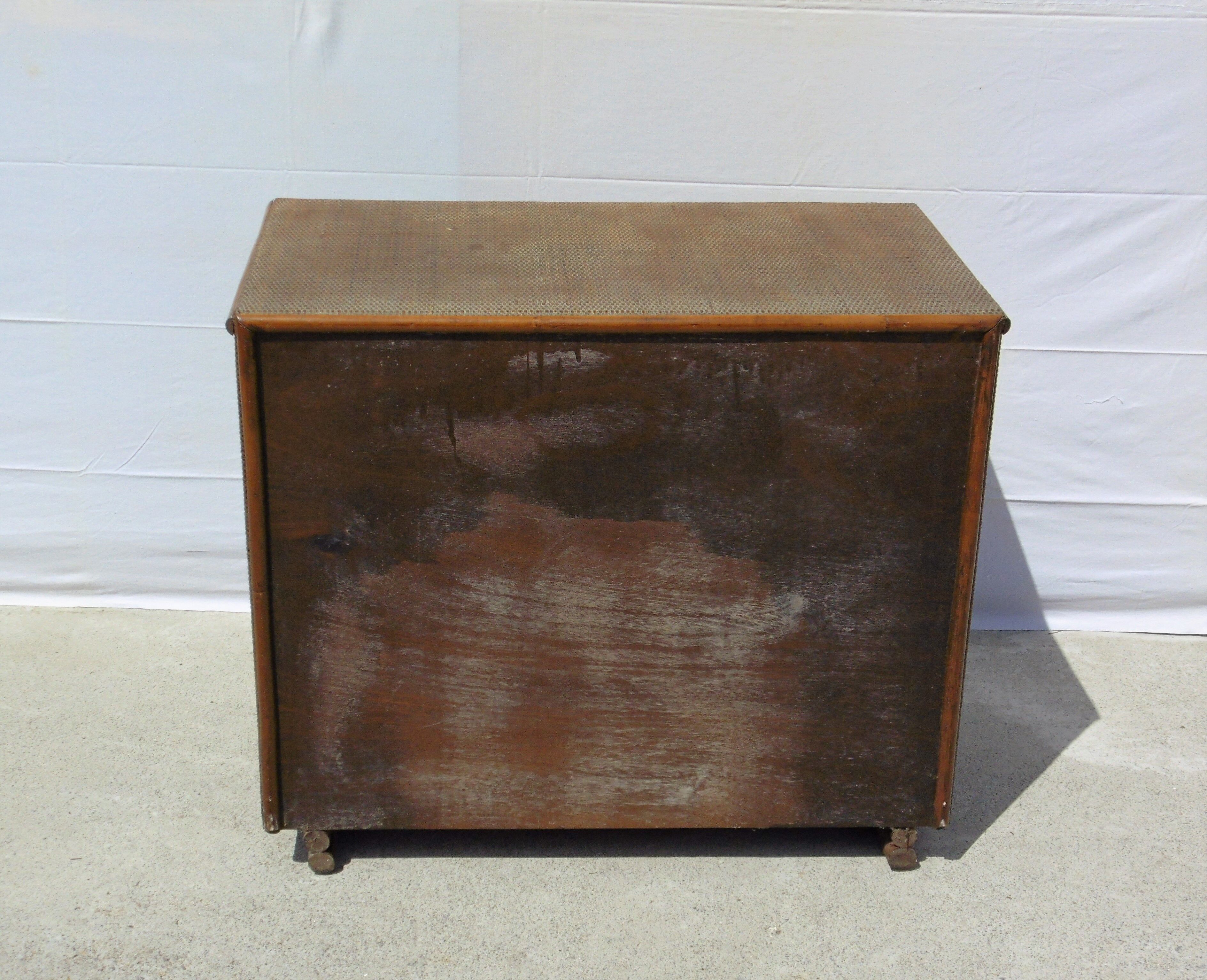 Vintage dresser 4 drawers in rattan and bamboo