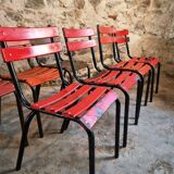 Set of 8 vintage French bistro chairs – industrial metal Tolix style