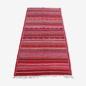 Ethnic red carpet in pure wool 120x190cm