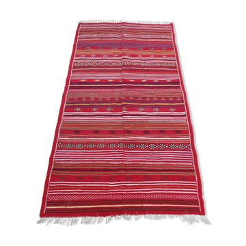 Ethnic red carpet in pure wool 120x190cm
