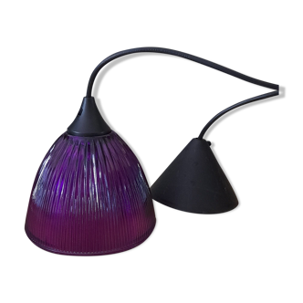 Striated glass luminaire/pendant lamp, thick, purple, 80 years