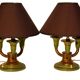 Paire de lampes Art Déco en laiton patiné