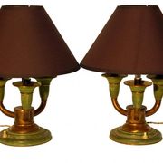 Paire de lampes Art Déco en laiton patiné
