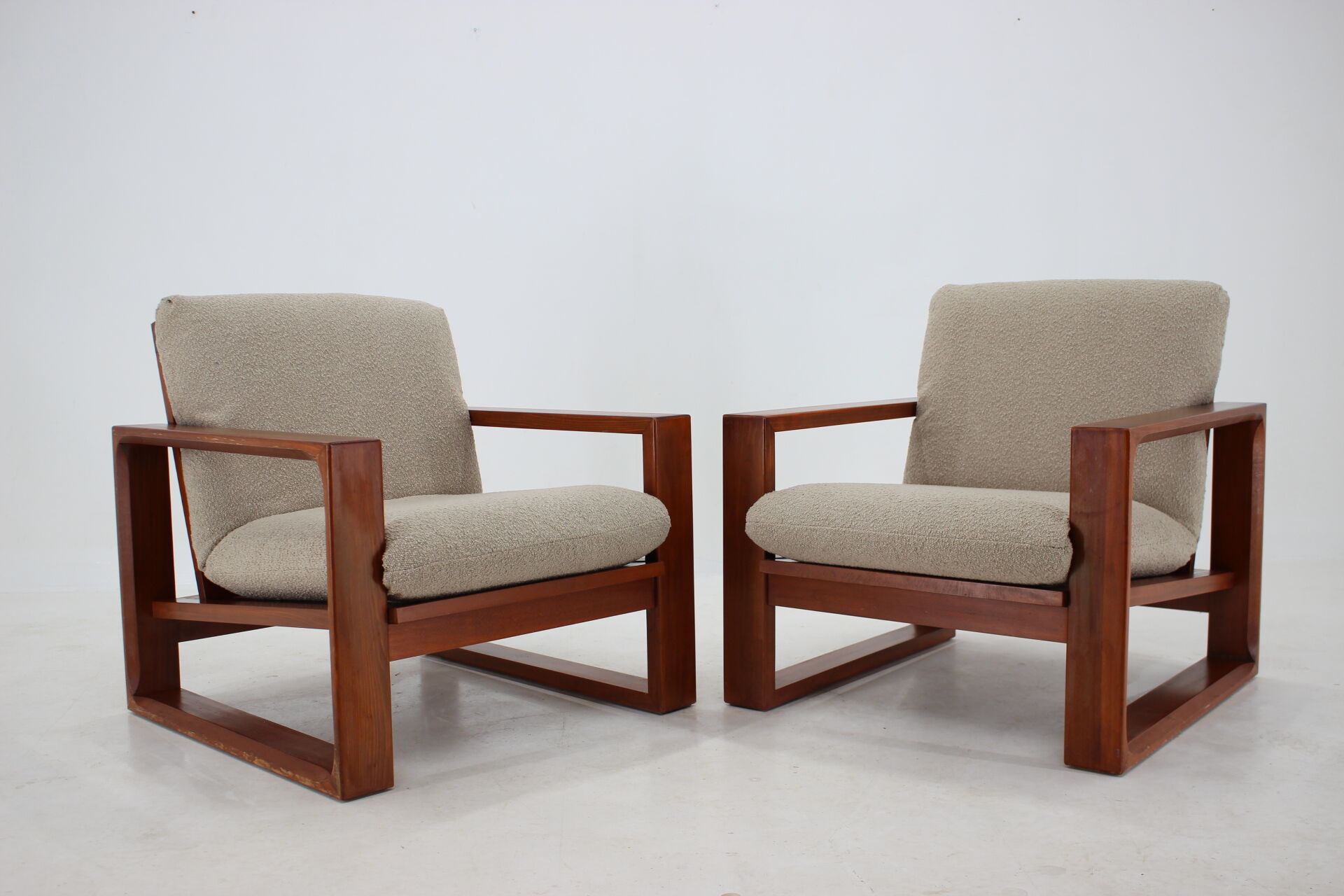 1960s Miroslav Navratil Pair of  Armchairs in Bouclé Upholstery