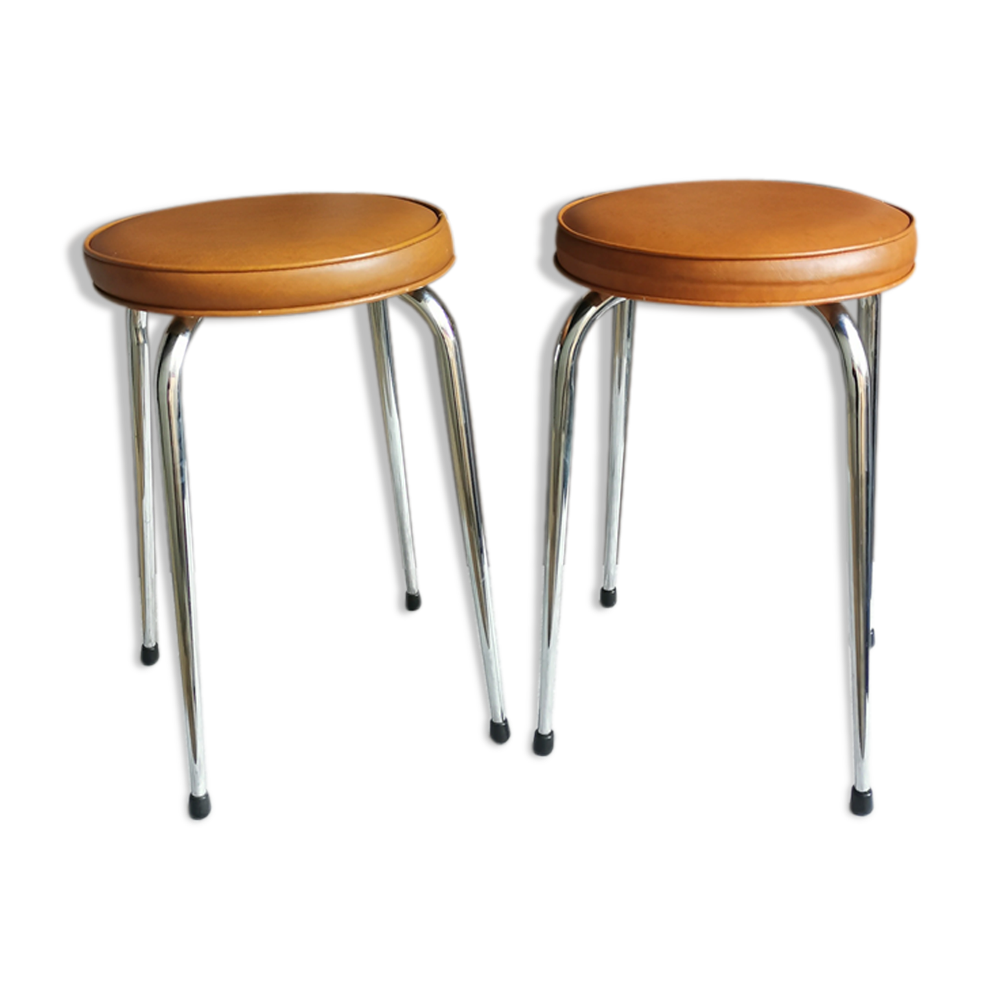 Pair of vintage stools "spindle feet"