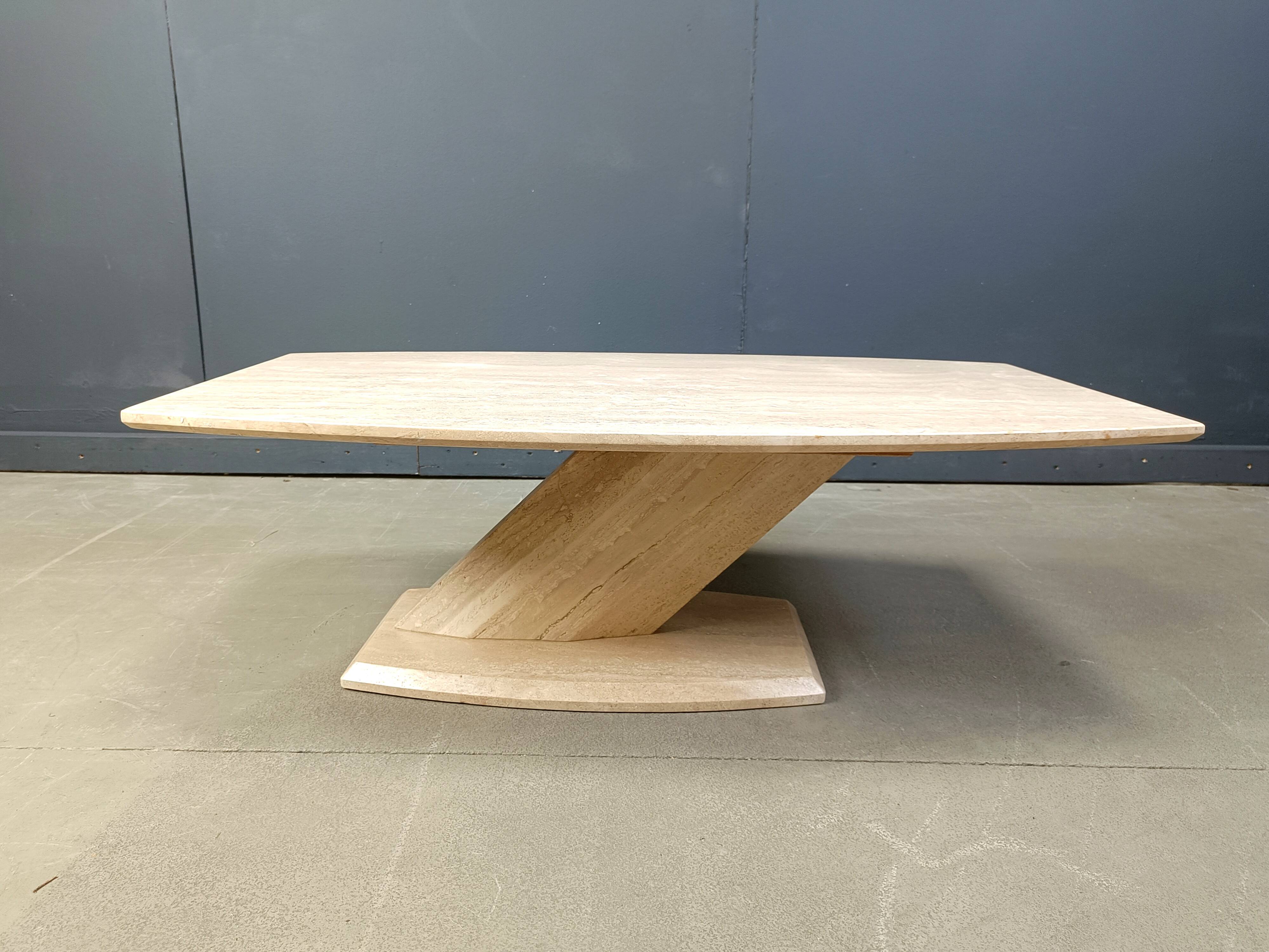 Post-modern coffee table in travertine, 1980s