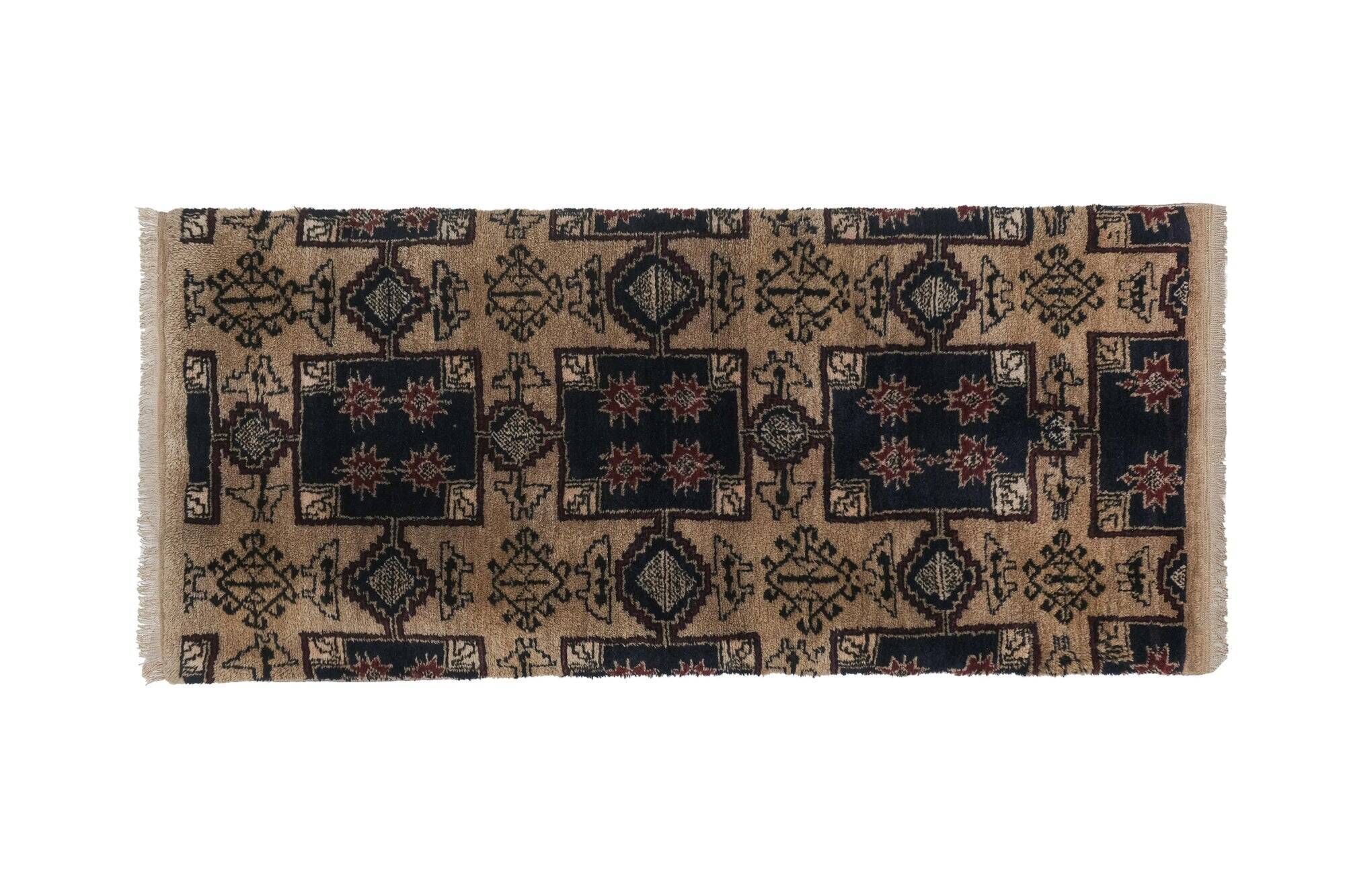 Vintage handmade Turkish rug 90x193 cm