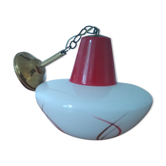 Suspension en opaline  rouge et or