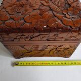 Old wooden box carved in Dodin around 1950 decorated with Phoenix