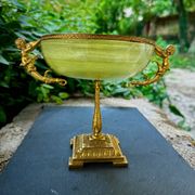 19th-century onyx and bronze fruit bowl tazza