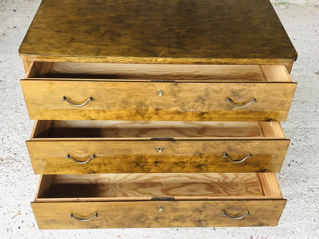 Vintage walnut chest of drawers, compass feet circa 50/60's