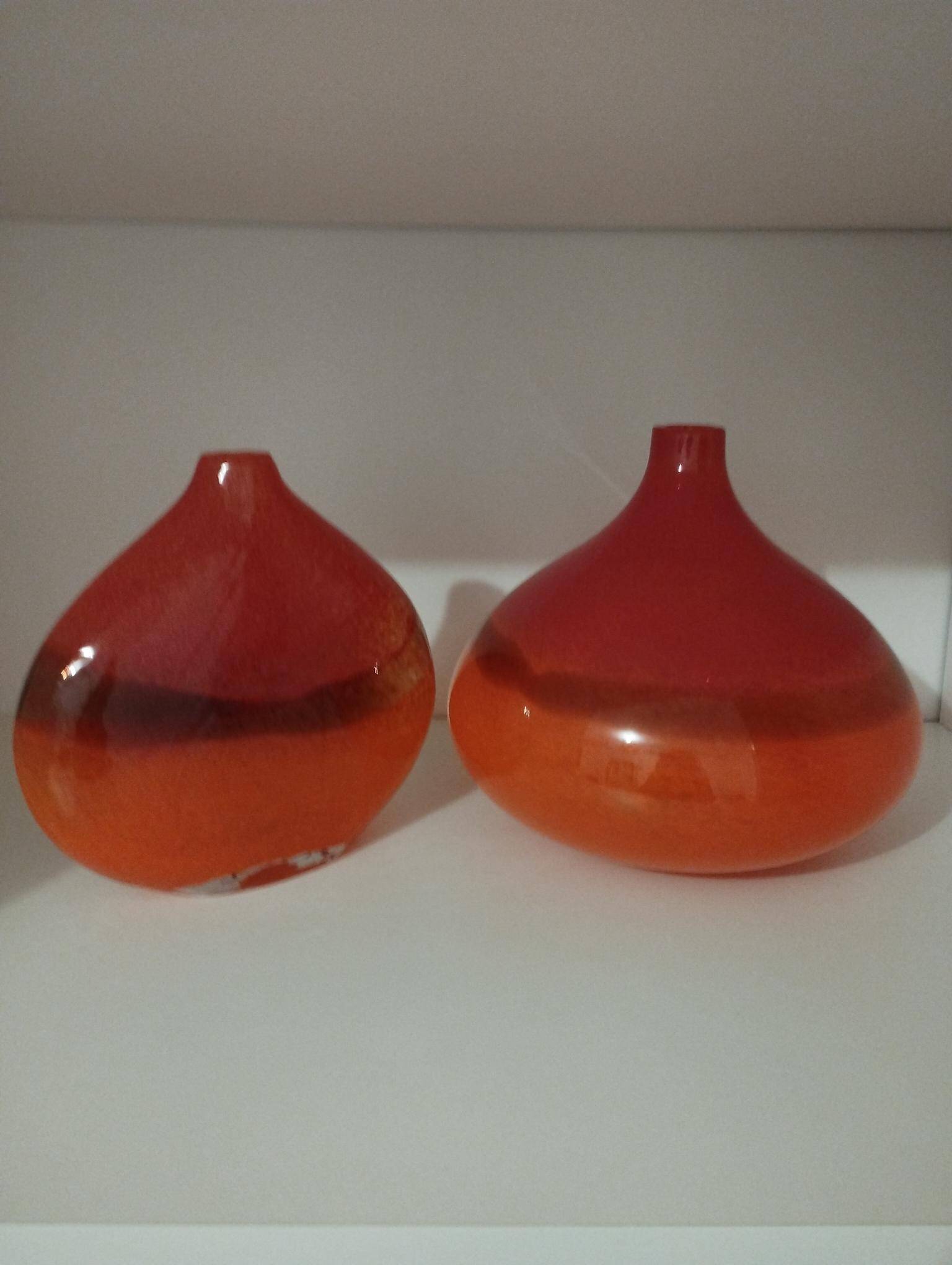 Pair or 2 glass paste vases from the 80s vintage.
