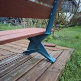 Designer garden bench with cast iron legs. Unique piece.