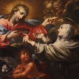 Peinture religieuse du XVIIème siècle, Sainte Catherine de Sienne choisit la couronne d'épines