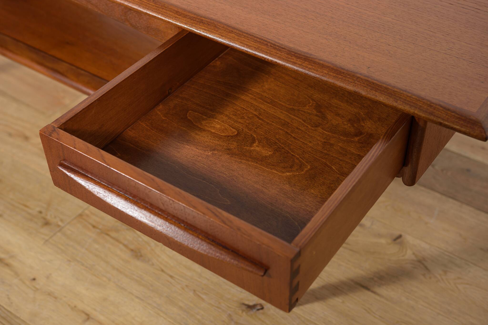 Mid-Century Teak & Rattan Coffee Table, Denmark, 1960s