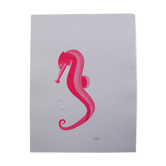 Gravure sous presse duo hippocampe fushia- gaufrage