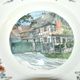 Sarreguemines set of 6 flat plates Obernai village Alsace by Loux