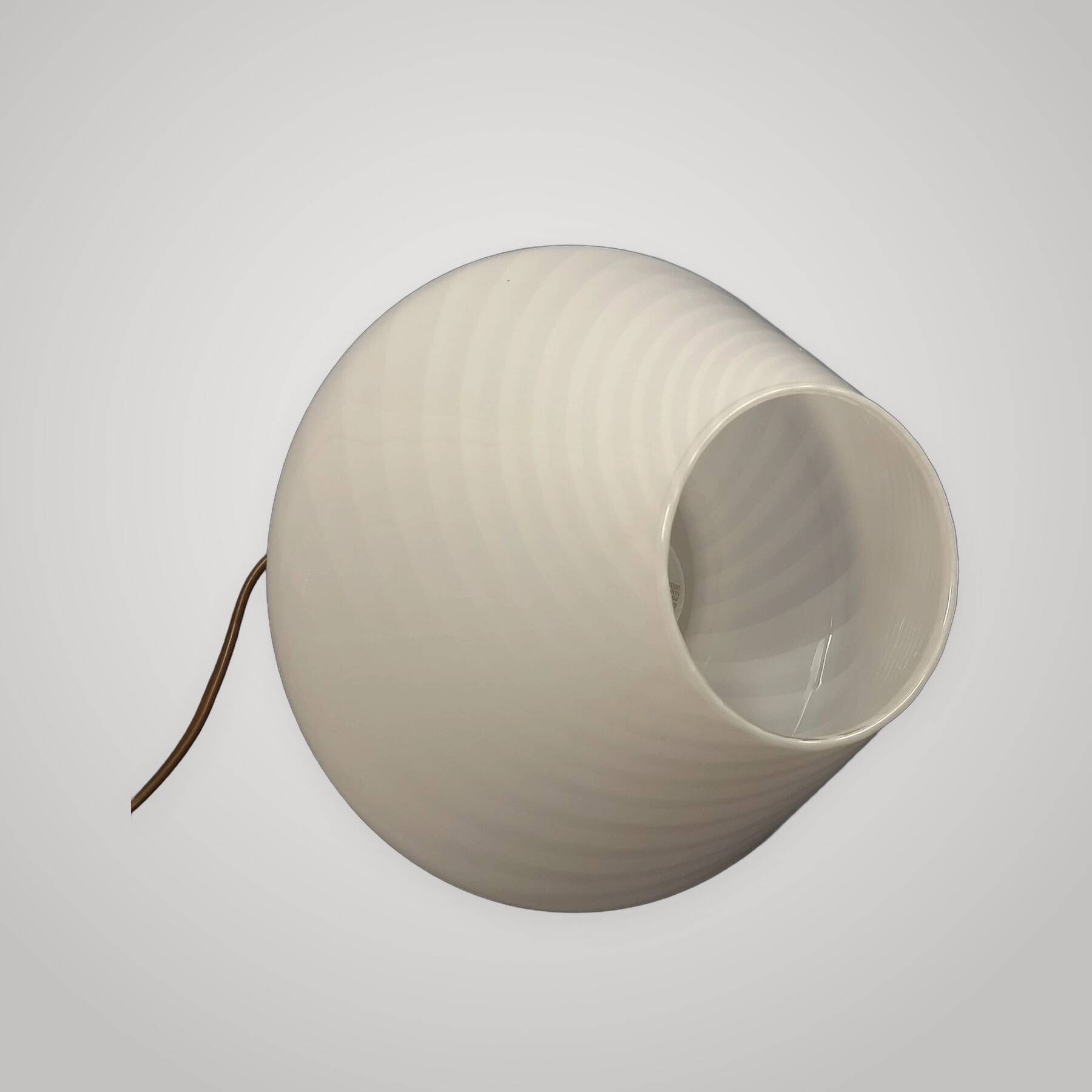 Mushroom Table Lamp Murano Glass White Spiral Modern Design 1970