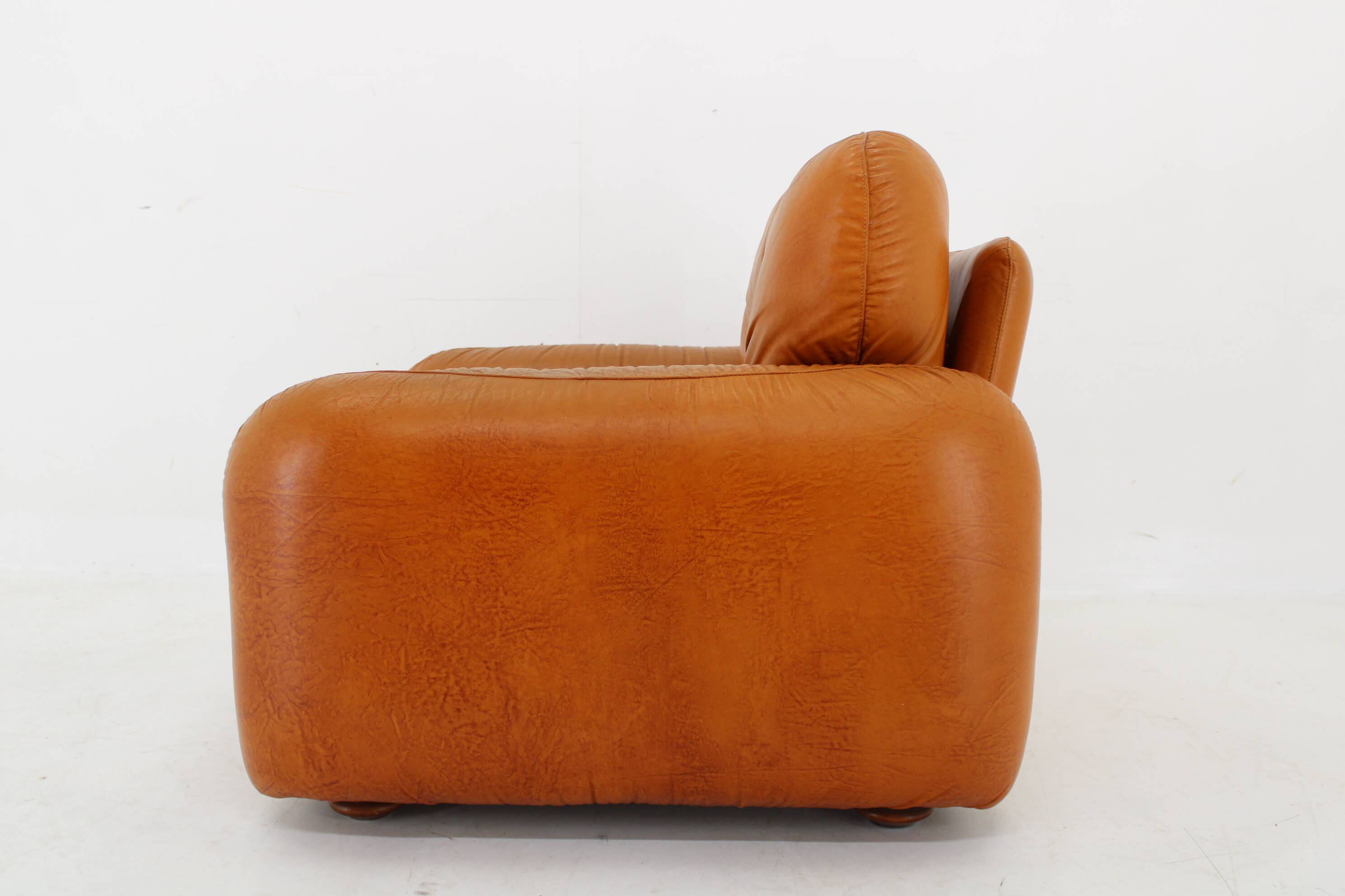 1970s  Cognac Leather Armchair ,Italy