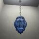 Wrought Iron Blue Murano Glass Light Pendant 1980’s