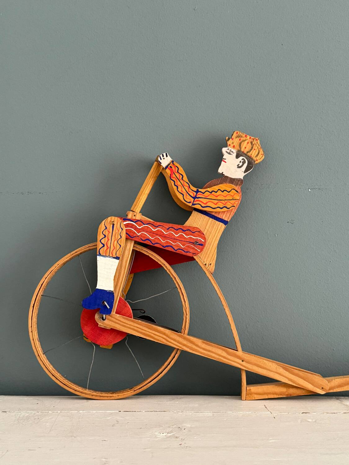 Old painted wooden push toy, circa 1930
