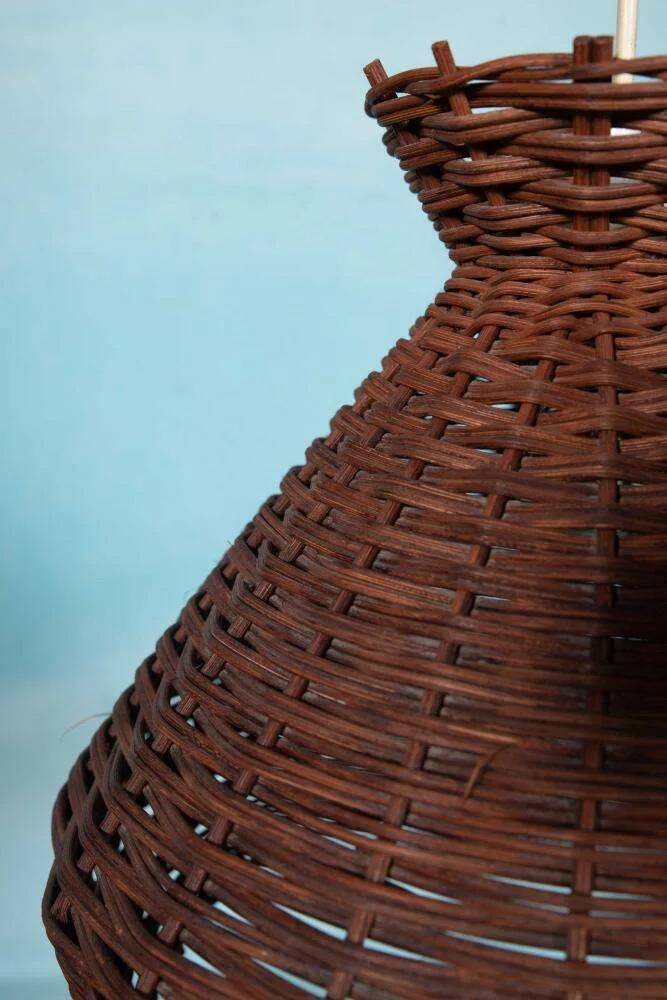 Bohemian suspension from the sixties, woven vintage lampshade.