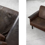 Canapé 2 places vintage moderne en cuir marron 3330 par Arne Vodder pour Fritz Hansen