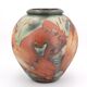 Decorated vase with woman, bathing scene.
