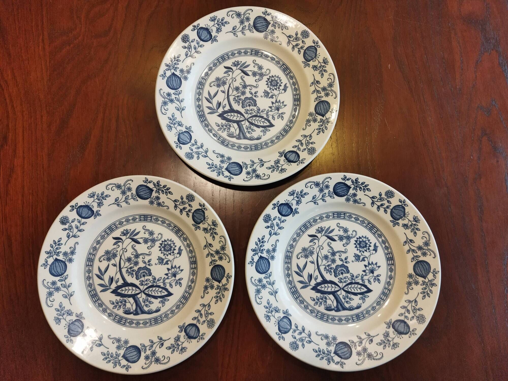 8 blue & white dinner plates (Royal Tudor Gien Lunéville Ceraminter)