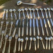 Cutlery set consisting of 49 pieces in silver metal, antique and collector's item