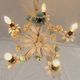 Vintage chandelier bouquet of blue flowers 5 candles in painted sheet metal.