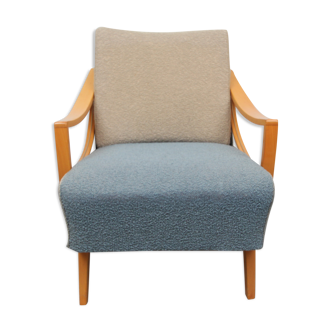 1950s polstery armchair in blue beige