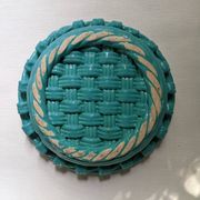 Woven ceramic fruit bowl from the 1950s