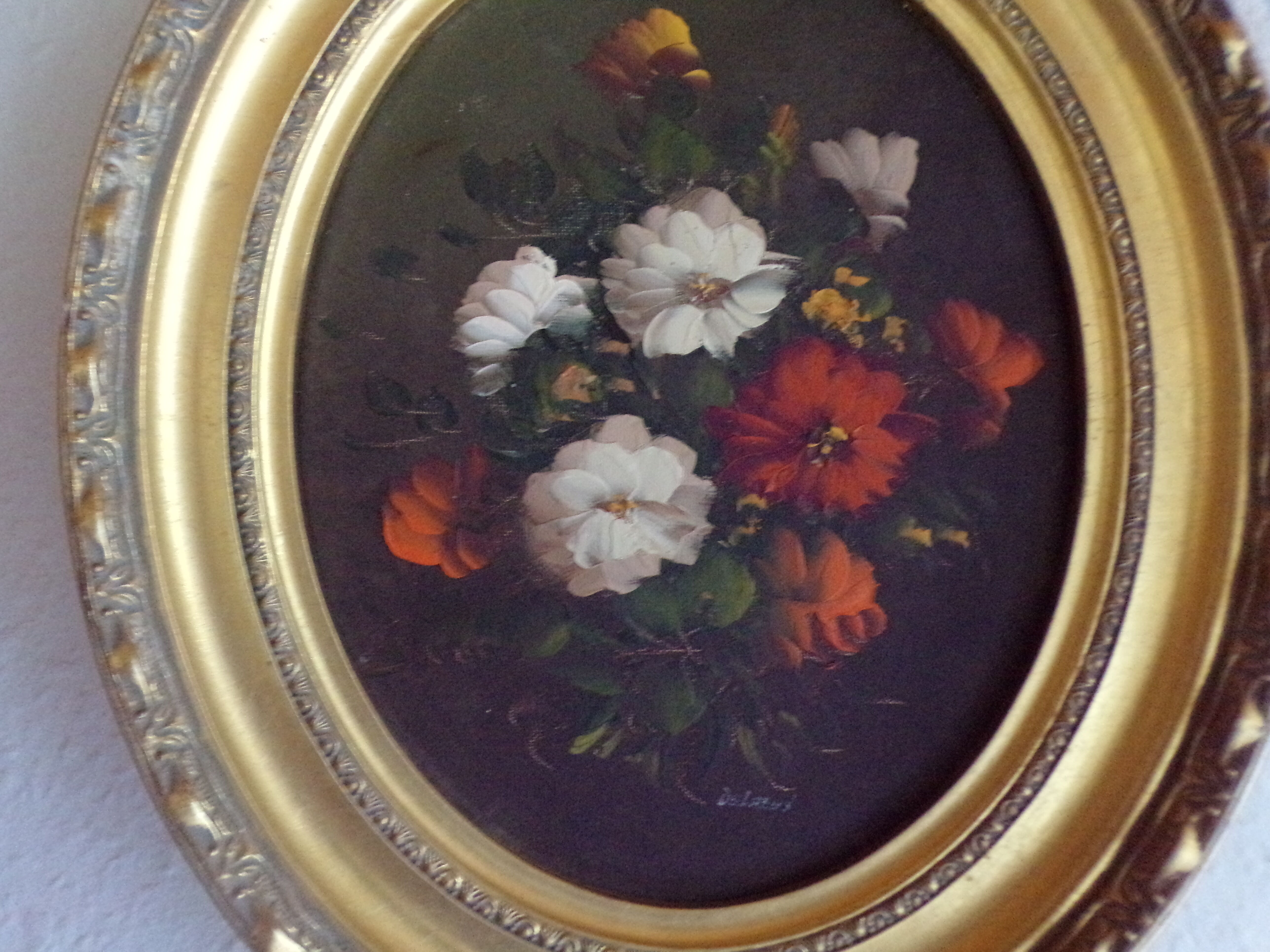 Painting "flowers" signed Delreux