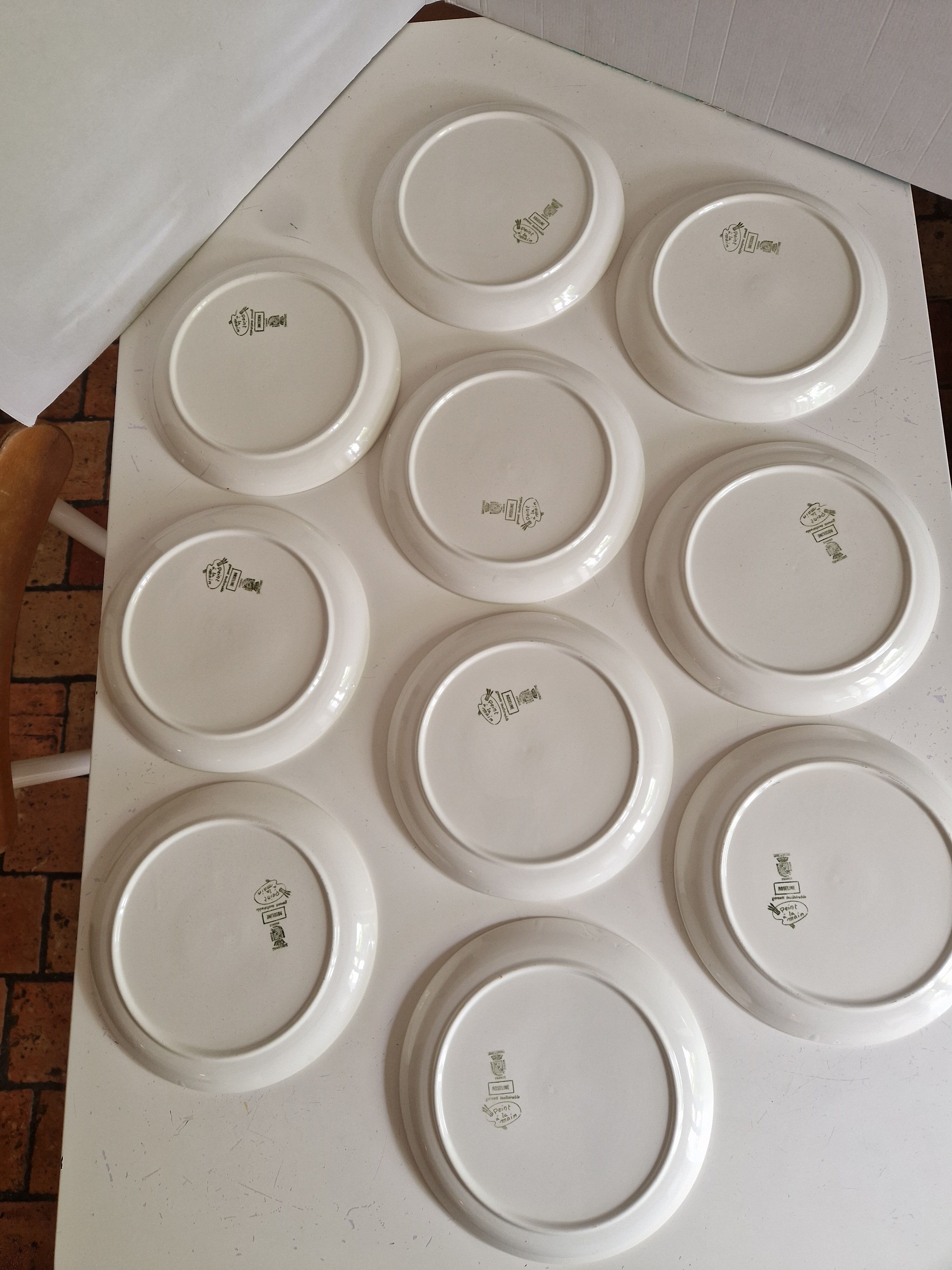 Set of 10 Flat Plates Sarreguemines Model Roseline