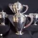 Art Deco silver-plated coffee and tea service, stamped.
