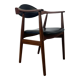 Vintage Scandinavian armchair in teak and black skai, 60s