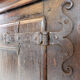 Small rustic buffet in solid wood - 2 doors and ball feet.