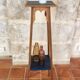 Deep Blue Wood Side Table with 2 Shelves Renovated