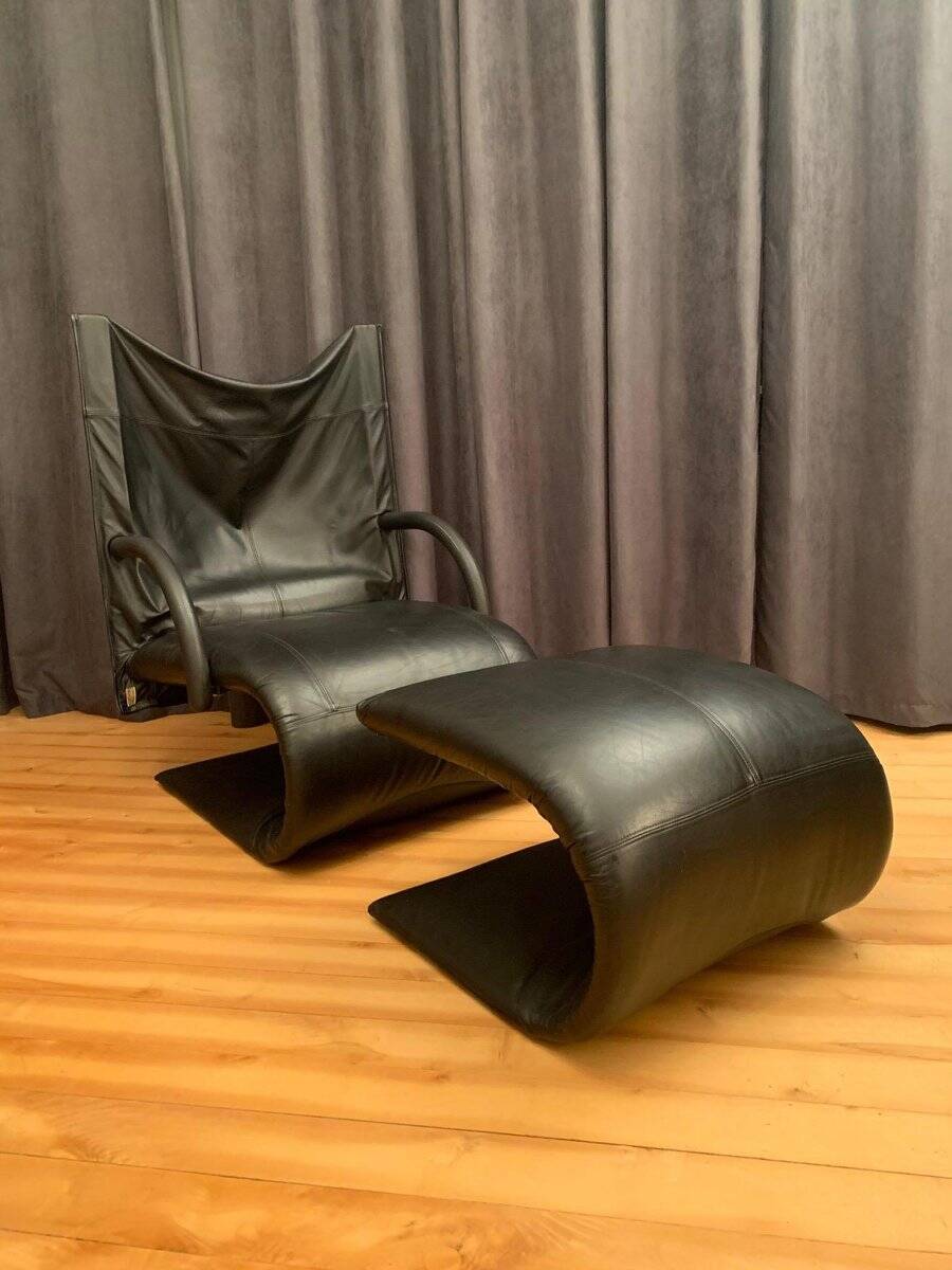 Set of Zen armchair and ottoman by Claude Brisson for Ligne Roset, France, 1980s
