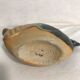 Old vase spades flowers fish ceramic beige & blue decoration vintage